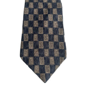 Vintage 417 Van Heusen Italian Silk Necktie Tie Blue Beige